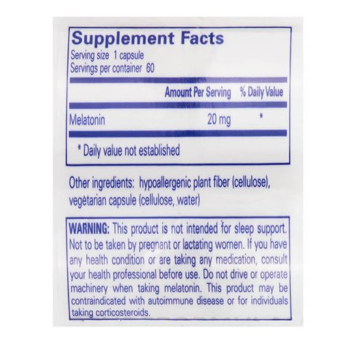 Melatonin 20mg Supplement Facts